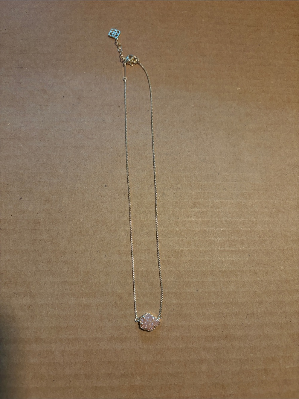 Rare Kendra Scott Gold Sand Drusy Pendant Necklace